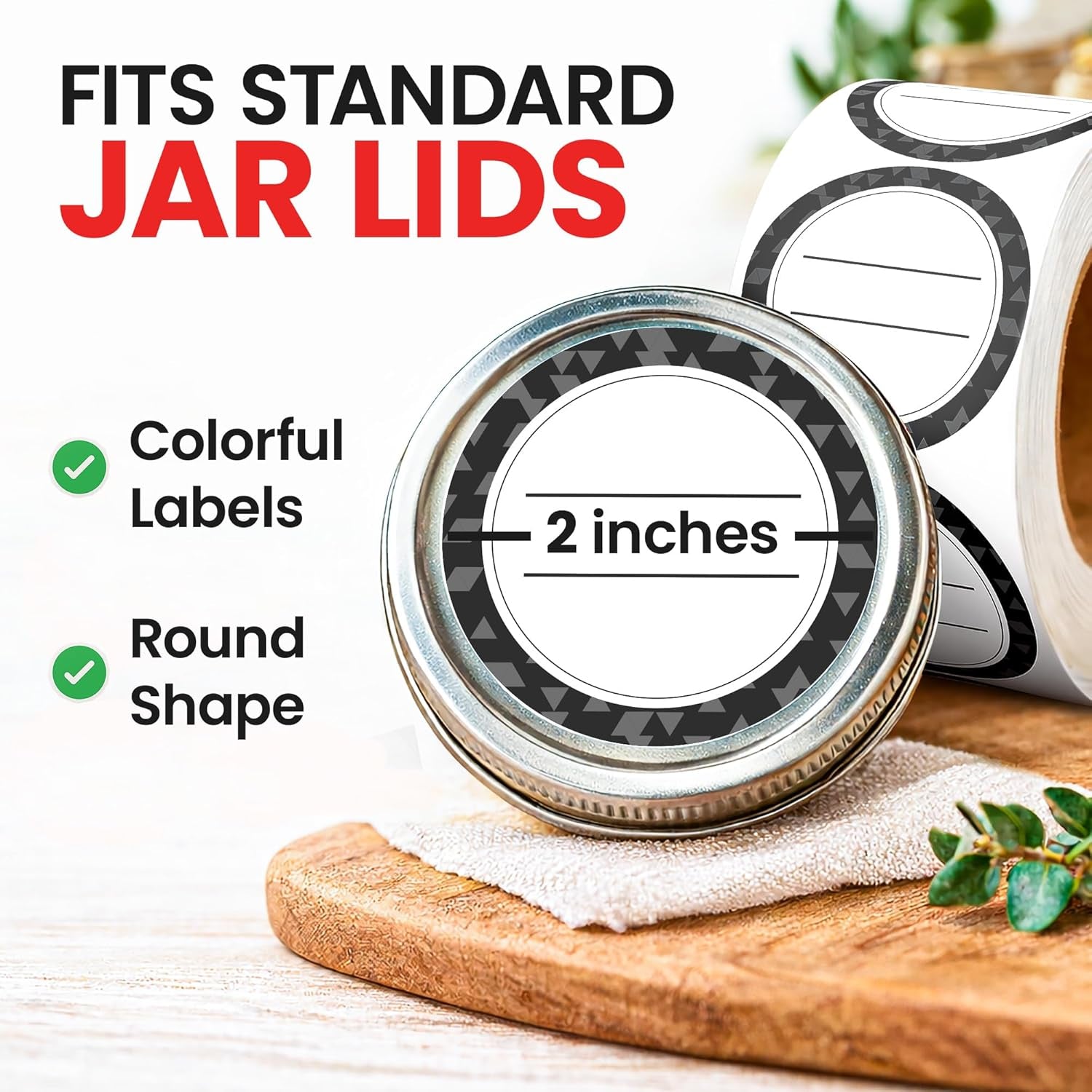 Canning Labels Dissolvable Stickers for Mason Jars and More (2" round 200/Roll) Canning Supplies Washes off in Seconds like Magic - Jar Labels Homemade Jam, Jelly, and More (Slate)