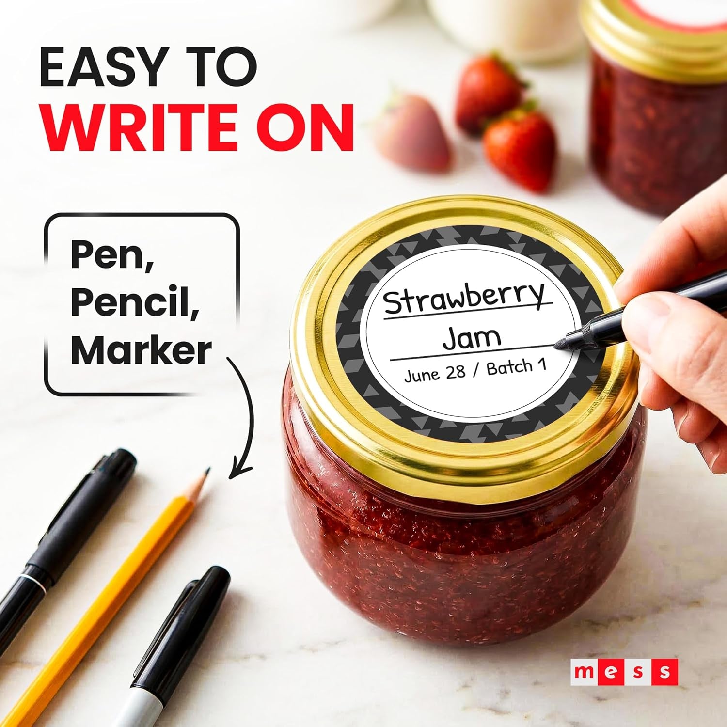 Canning Labels Dissolvable Stickers for Mason Jars and More (2" round 200/Roll) Canning Supplies Washes off in Seconds like Magic - Jar Labels Homemade Jam, Jelly, and More (Slate)