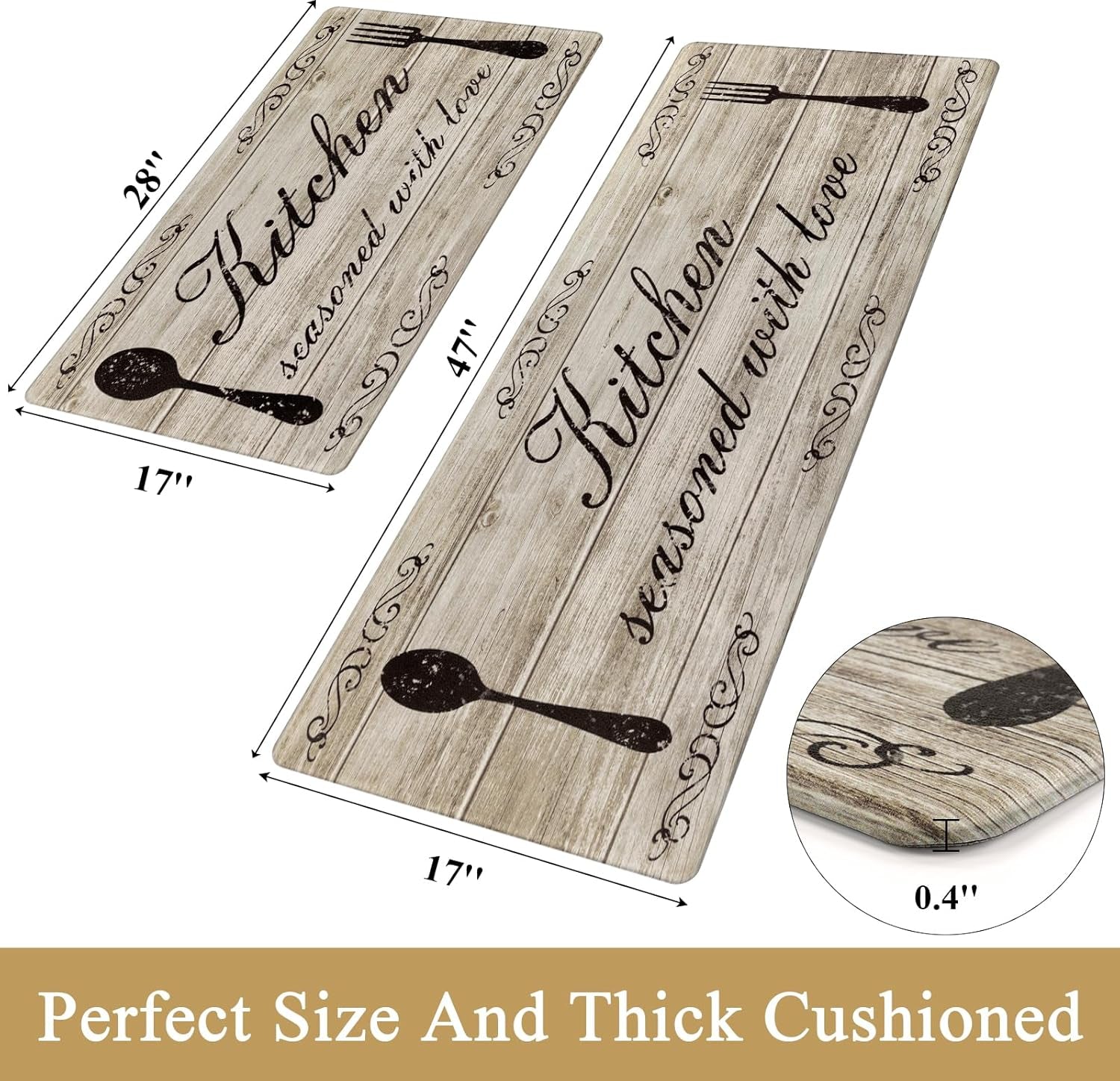 anti Fatigue Kitchen Mat Set of 2 Non Slip Kitchen Rugs and Mats Farmhouse Waterproof Memory Foam Kitchen Rugs Cushioned Kitchen Floor Mats Comfort Standing Mat for Kitchen Home Sink Office