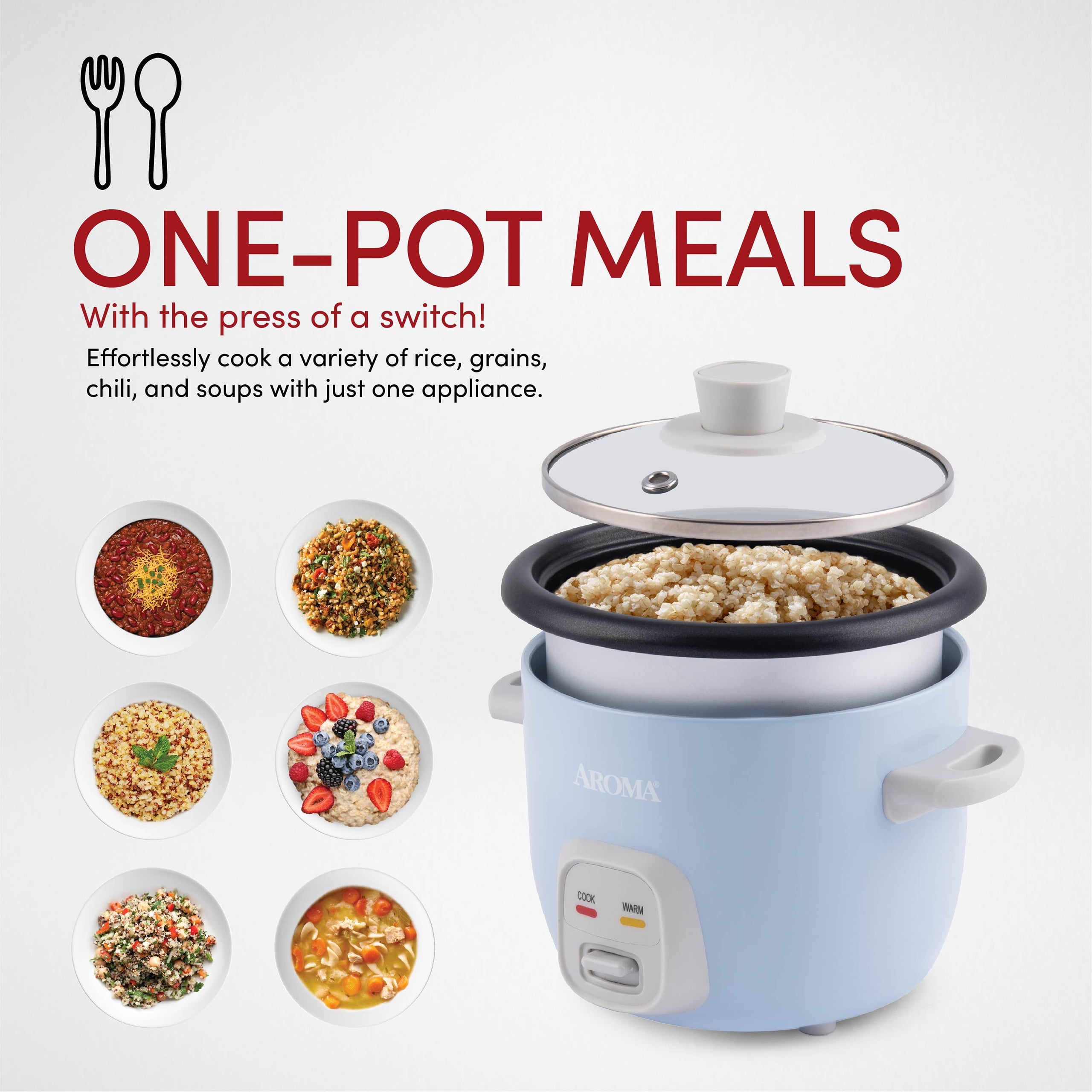 ® 4-Cups (Cooked) / 1Qt. Rice & Grain Cooker, Blue
