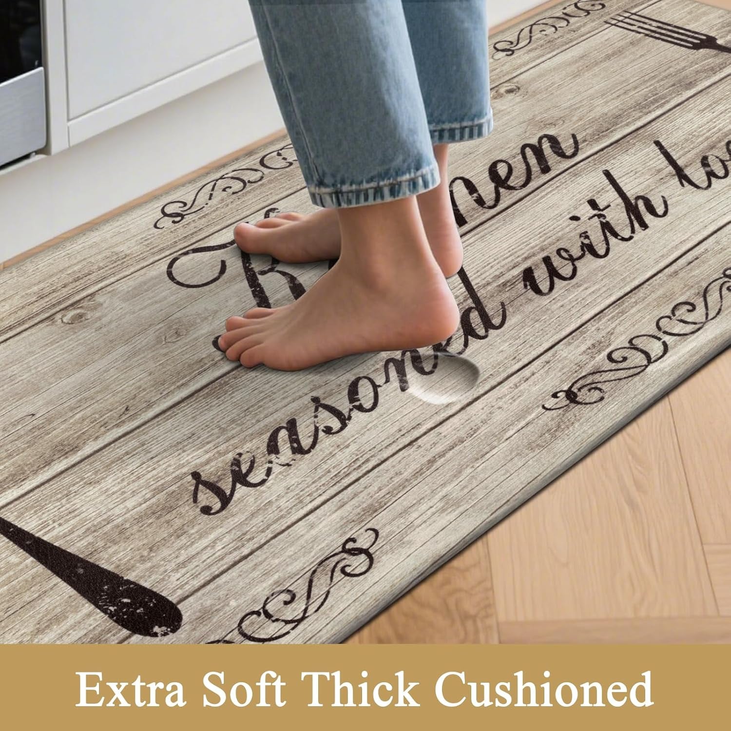 anti Fatigue Kitchen Mat Set of 2 Non Slip Kitchen Rugs and Mats Farmhouse Waterproof Memory Foam Kitchen Rugs Cushioned Kitchen Floor Mats Comfort Standing Mat for Kitchen Home Sink Office